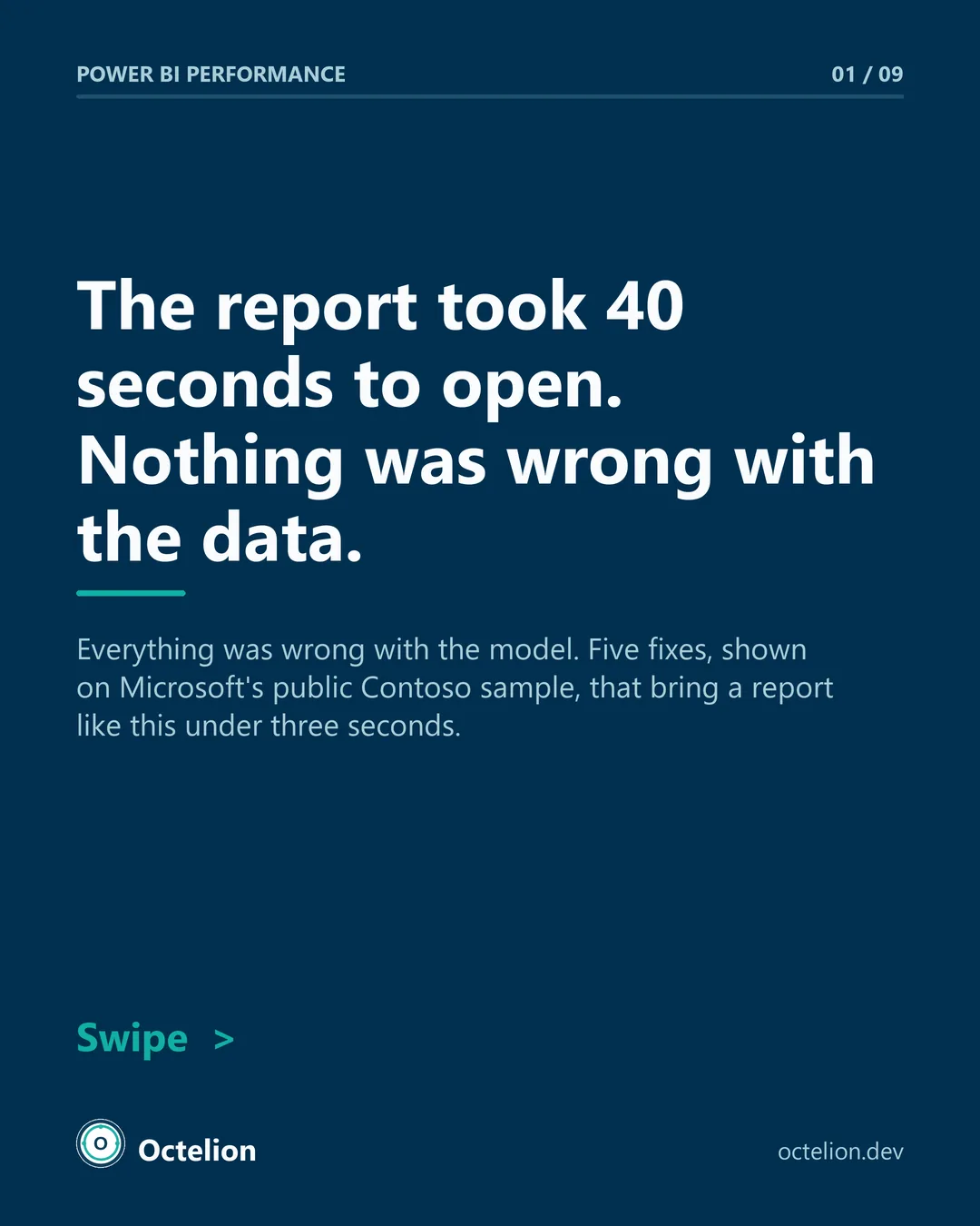Cover slide, the report took 40 seconds to open